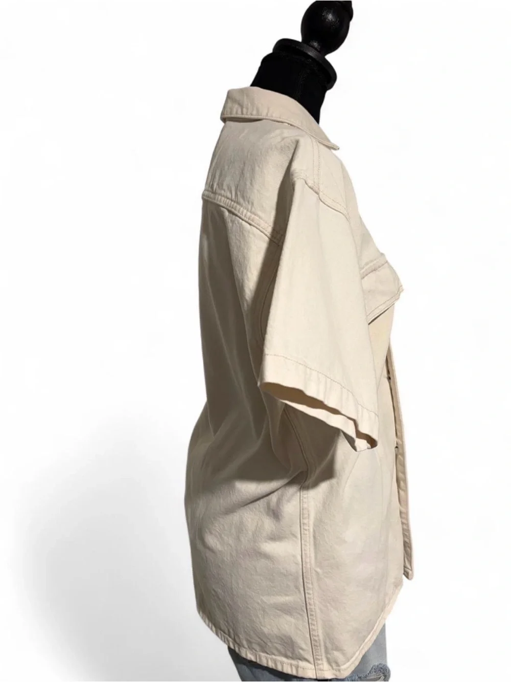 Men's Jack & Jones denim short sleeve shirt cream size xs